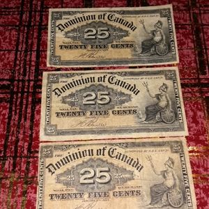 (3) Jan.2 1900 25 cent Bills